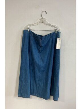 Napa Valley Blue Denim A-Line Midi Skirt NWT Womens 22